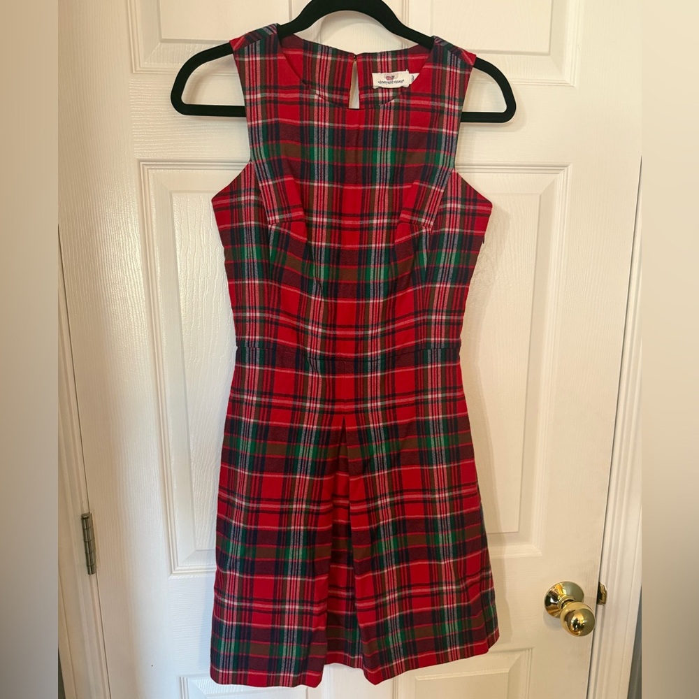 Vineyard Vines Red and Green Plaid Wool Dress